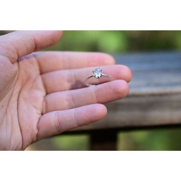 Herkimer Diamond Ring Rustic dainty unique alternative simple minimalist natural - Picture 4 of 8
